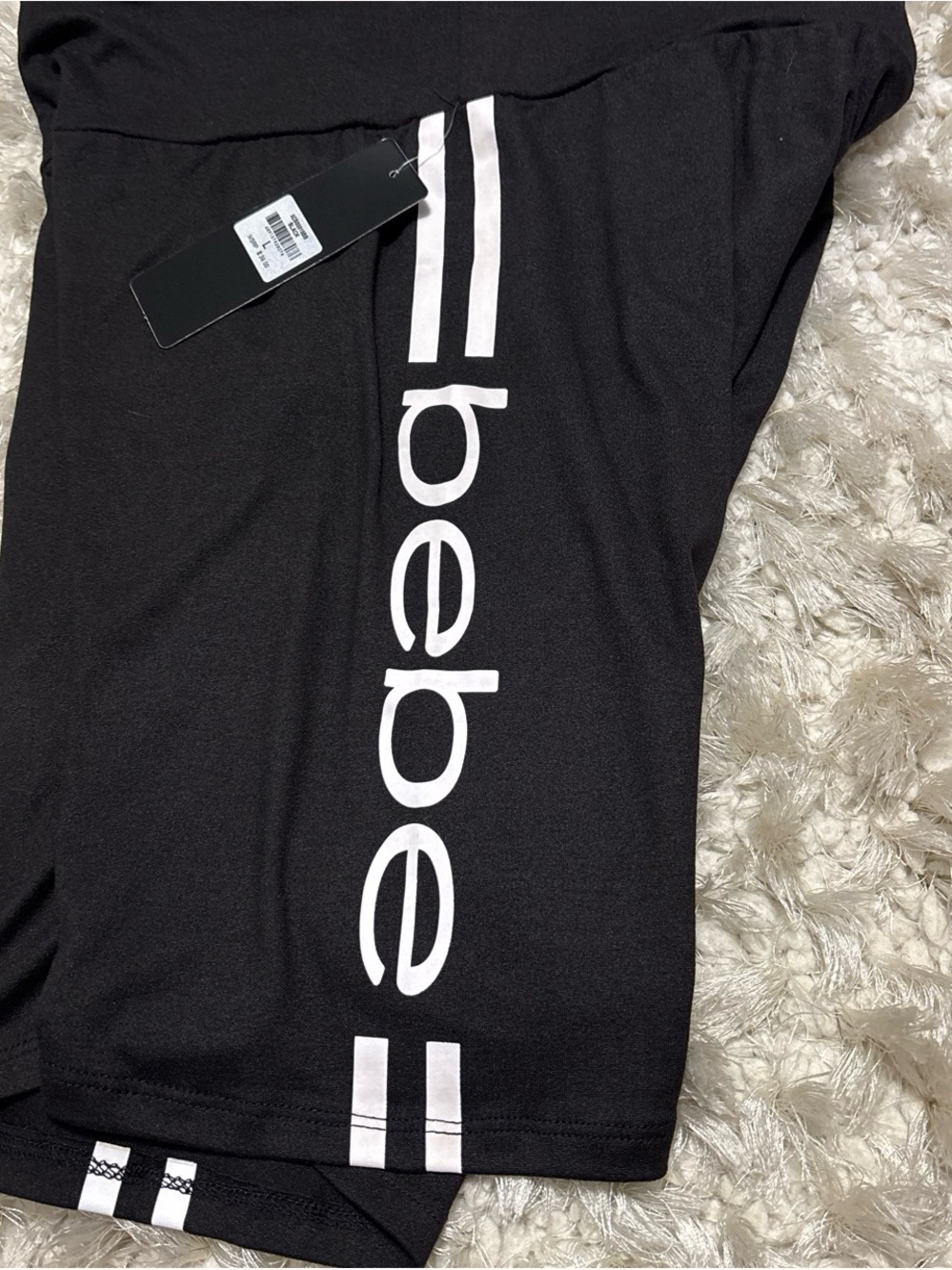 bebe Black Bike Shorts with White Logo - Picture 4 of 5